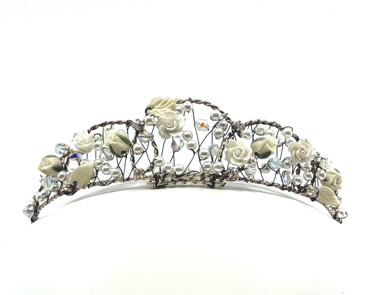 White Flowers Tiara Comb Hair Slide